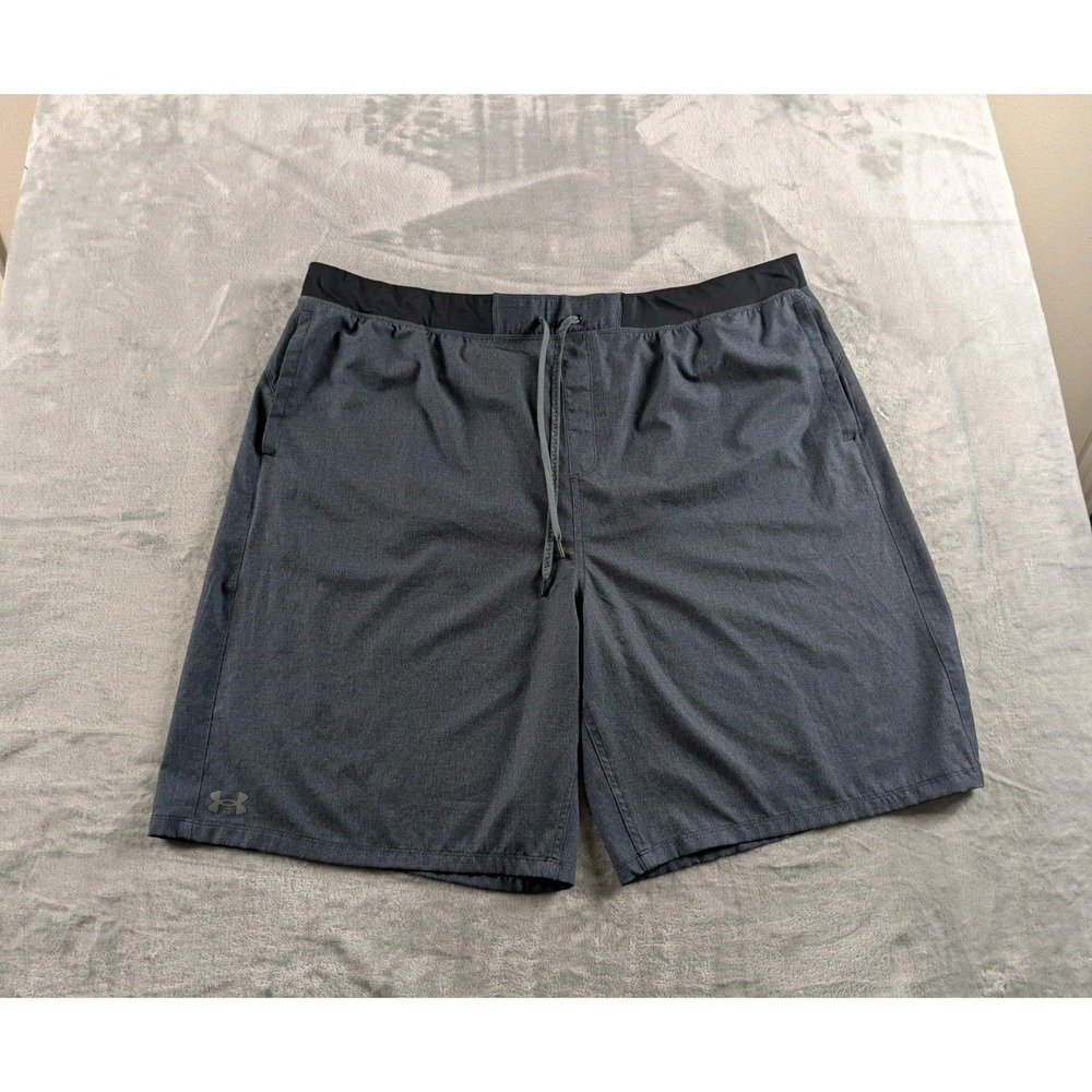 Under Armour Athletic Shorts Mens 4XLT Tall  Blue Gray Mesh Lined Drawstring Gym